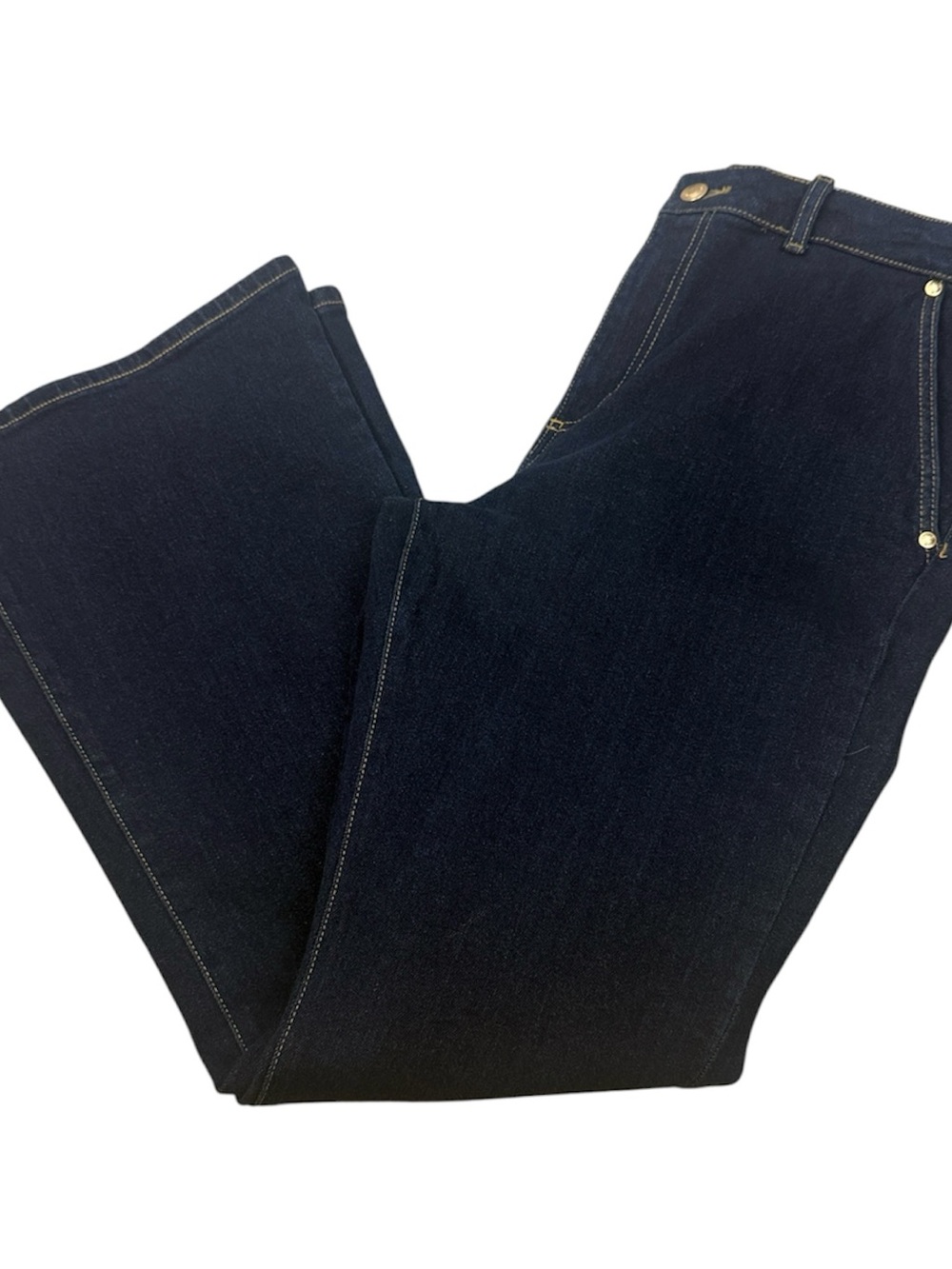 Michael Kors Deep Indigo Flare Leg Jeans Size 12 High Rise Dark Wash Stretch